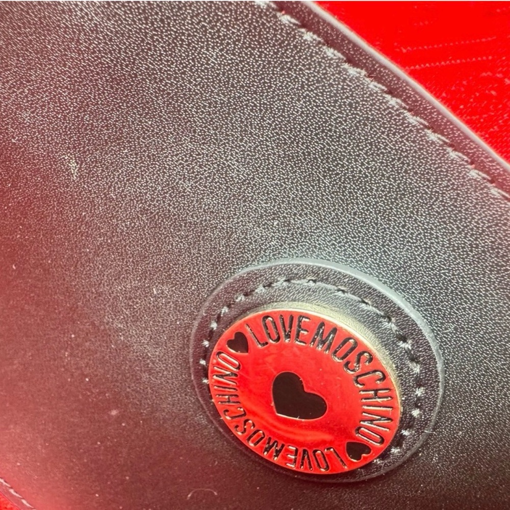 Love Moschino Black Crossbody with Red Heart and White Logo Straps - Picture 8 of 9